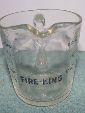 Glass Fire King Measuring 2-Cup Made in USA 16 OZ Black Letters Vintage